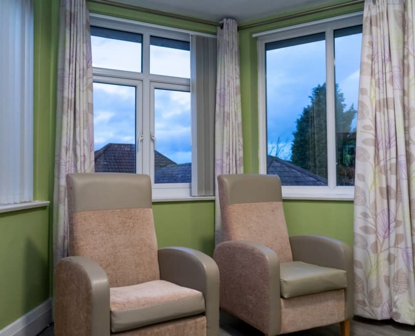 Seating area at Blenheim Court Care Home