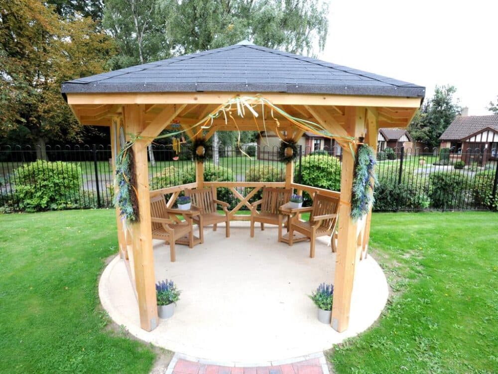 Garden gazebo at Cedar Falls Care Home