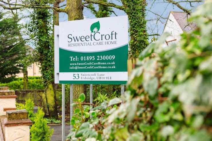 Entrance signage at Sweetcroft Residential Care Home