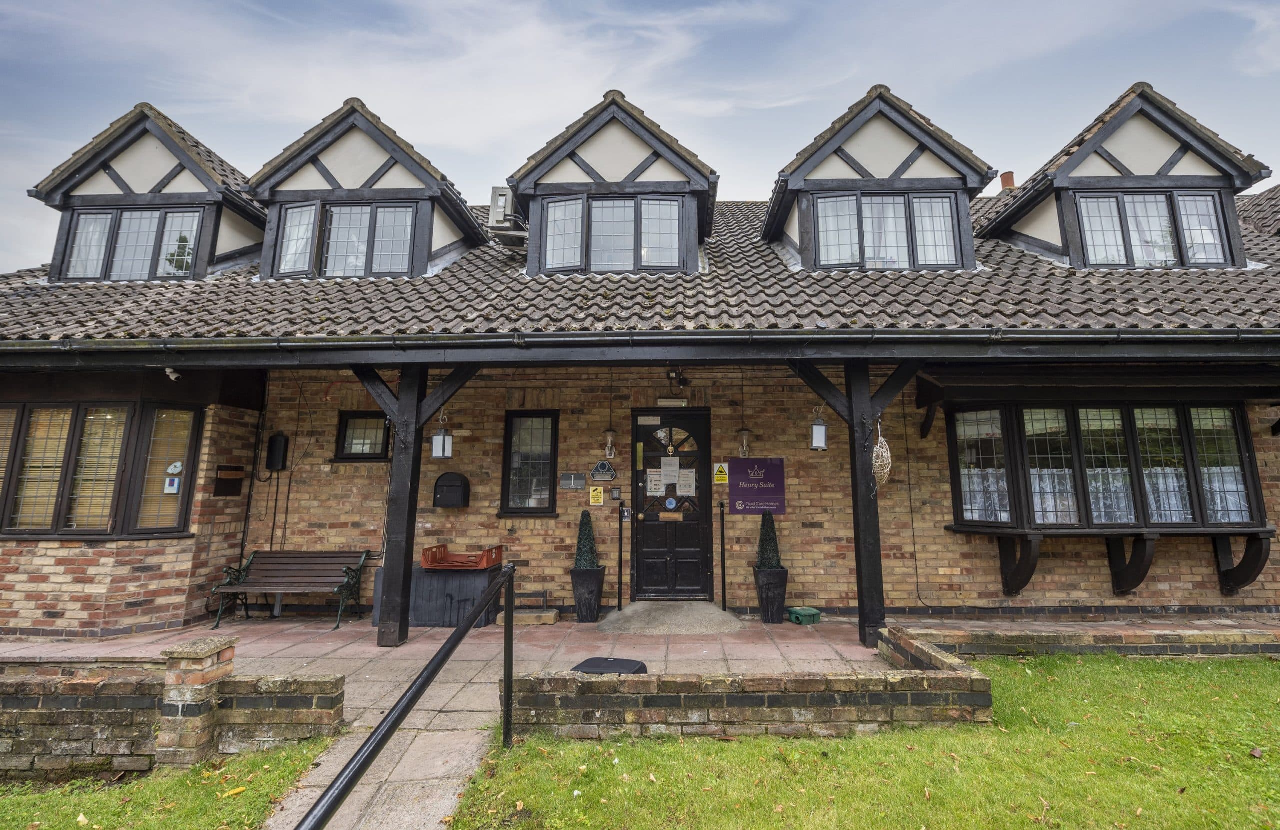Exterior and entrance at The Tudors Care Home