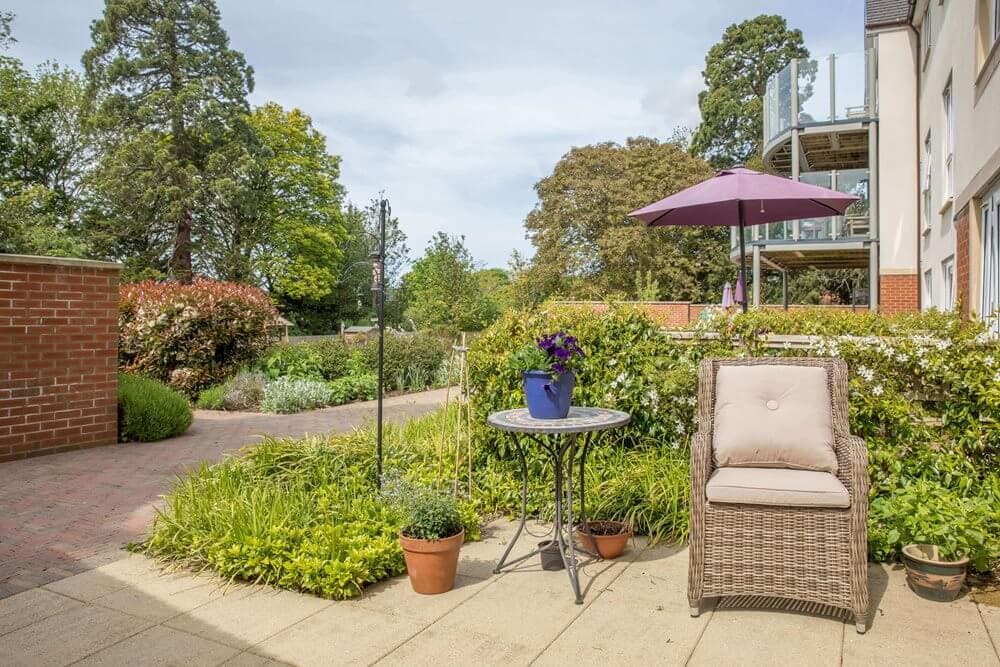 Garden and patio at Trymview Hall