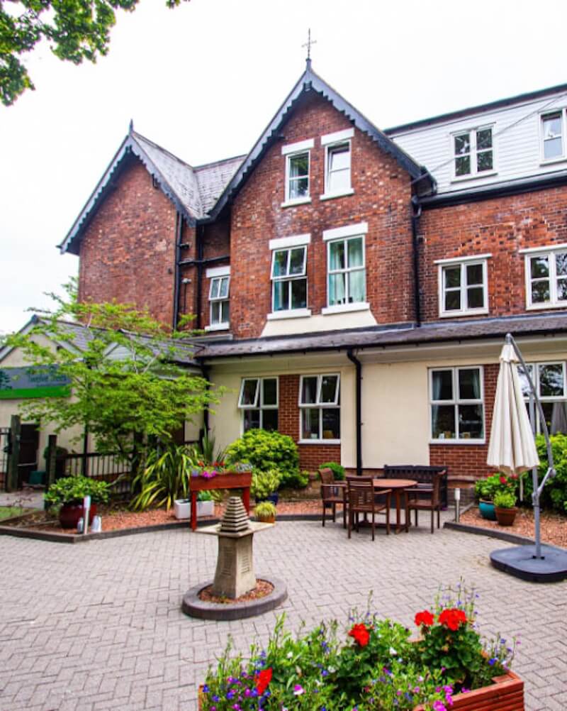 Courtyard and exterior of Twelve Trees Residential Care Home