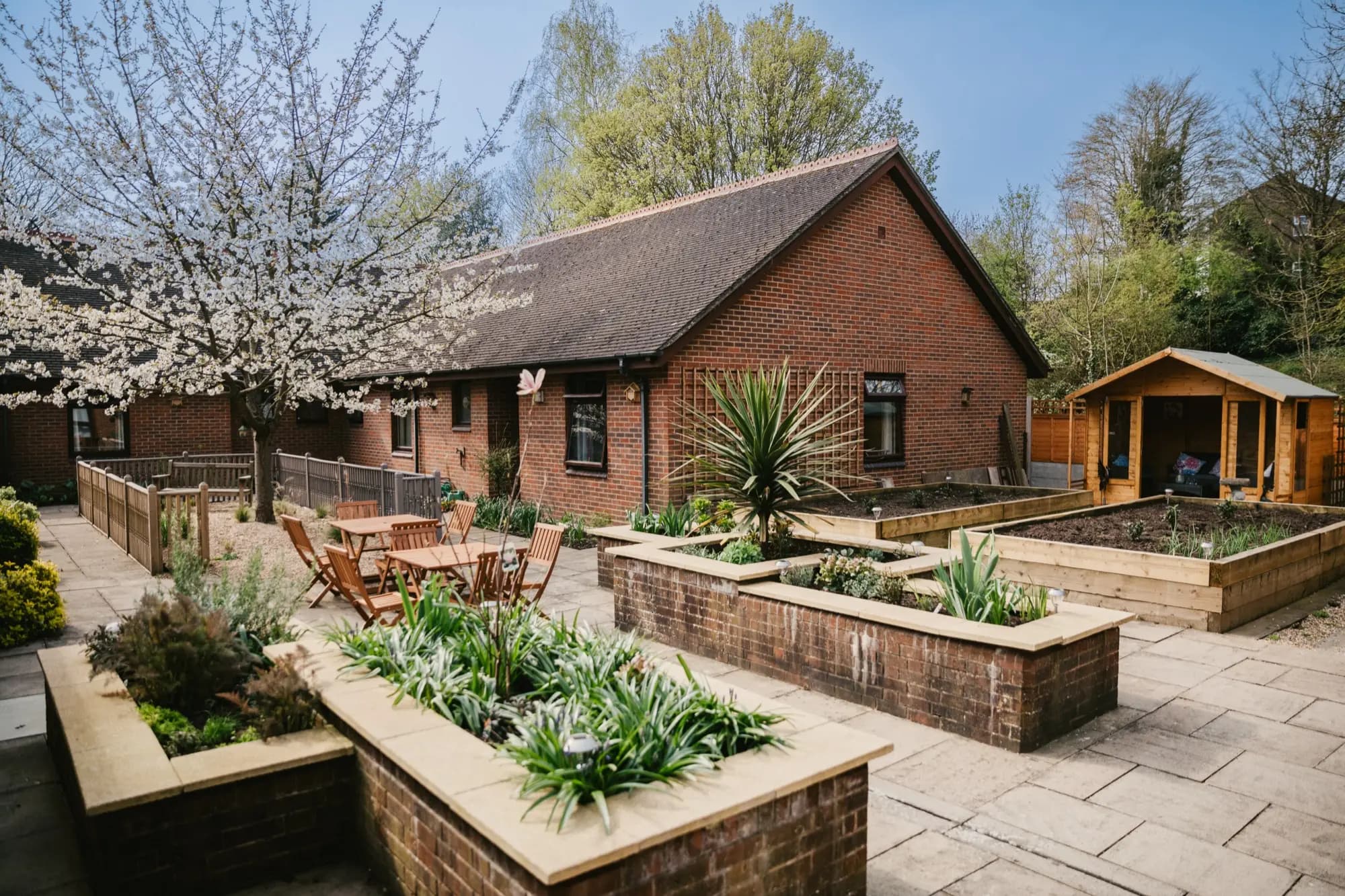 Garden and patio at Victory Care Home