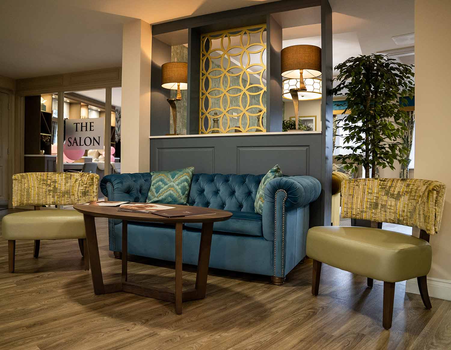 Reception lounge at Watermead Rose Care Home